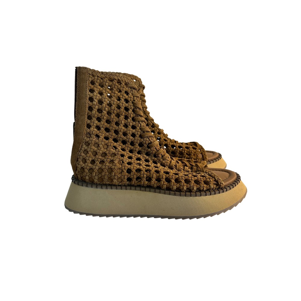 Free People Luca Lace Up Gladiator Sandals Size 7 Brown Woven Suede Zip Back - Picture 3 of 12
